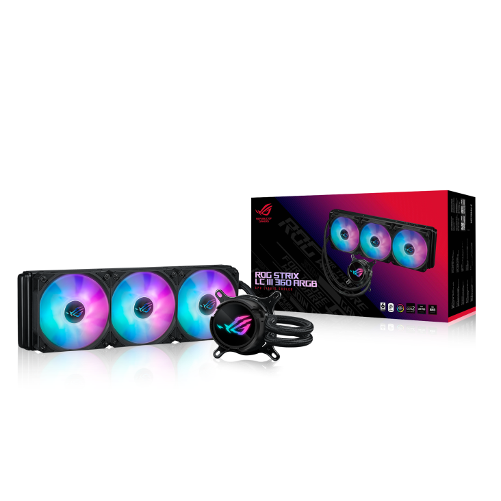 ASUS ROG Strix LC III 360 ARGB CPU Liquid Cooling, 360mm Radiator, 3x ROG Strix AF-12S aRGB 120mm Fans Black ASUS ROG Strix LC III 360 ARGB CPU Liquid Cooling, 360mm Radiator, 3x ROG Strix AF-12S aRGB 120mm Fans Black